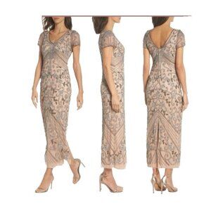 Pisarro Long Sequin Gown 16P Rose Formal Gala Party Wedding Cruise NEW
